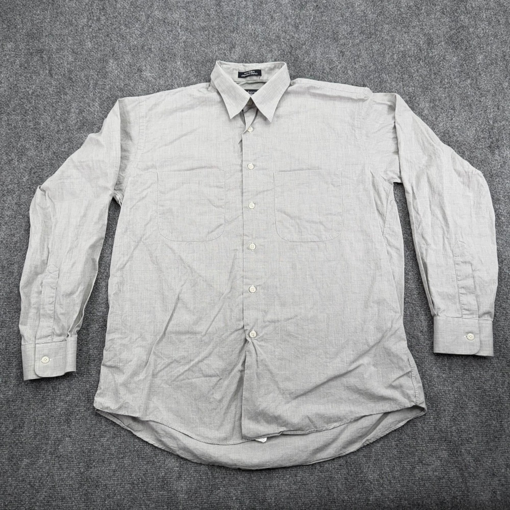 Vintage Burberry Shirt Mens Medium Gray Plaid Long‎ Sleeve Dress Button Up USA